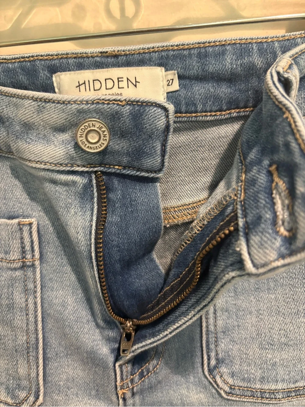 HIDDEN Brand Women’s Size 27 Wide Leg Cropped Jeans Light Wash Denim